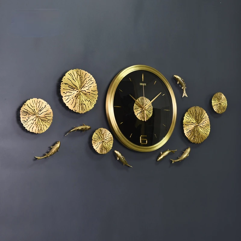 

Nordic Large Wall Clock Copper Gold Wall Watches Home Decor Silent Clocks Luxury Living Room Decoration Mechanism Gift Zegary