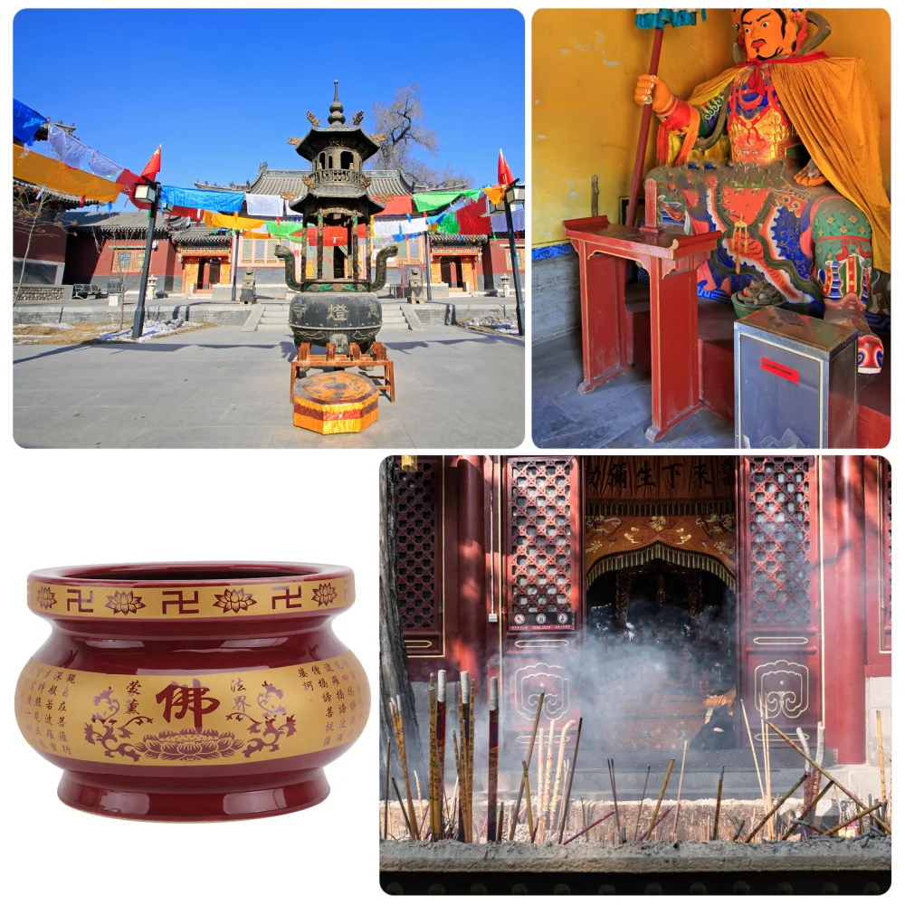 

1Pc Practical Incense Burner Home Art Incense Holder Ceramic Censer Craft Red
