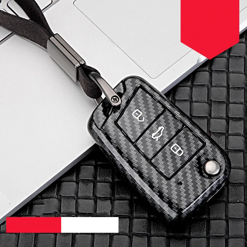 Чехол для ключей автомобиля из АБС-пластика для VW Golf Bora Jetta POLO GOLF Passat Skoda octevia A5 Fabia seat Leon Golf-7 Tiguan-L автомобильный брелок - Название цвета: B-black silver