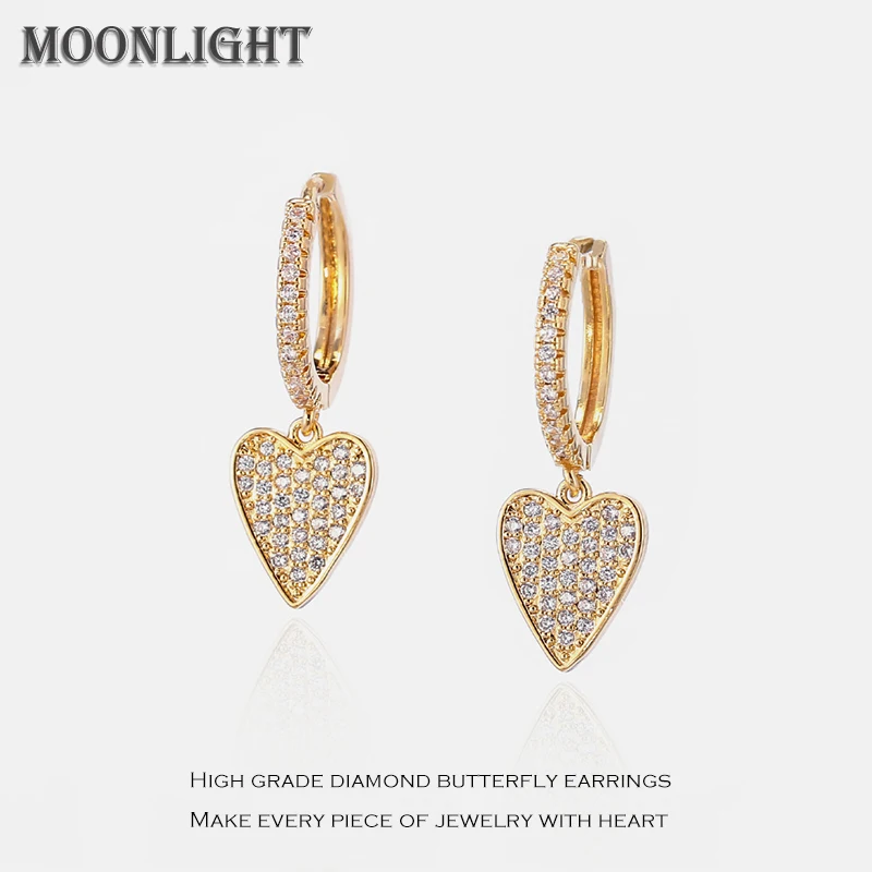 

New White Zircon Heart-shaped Half Ring Earrings For Women's Temperament Luxury High-grade Ear Pendant Trend Jewelry Accessories