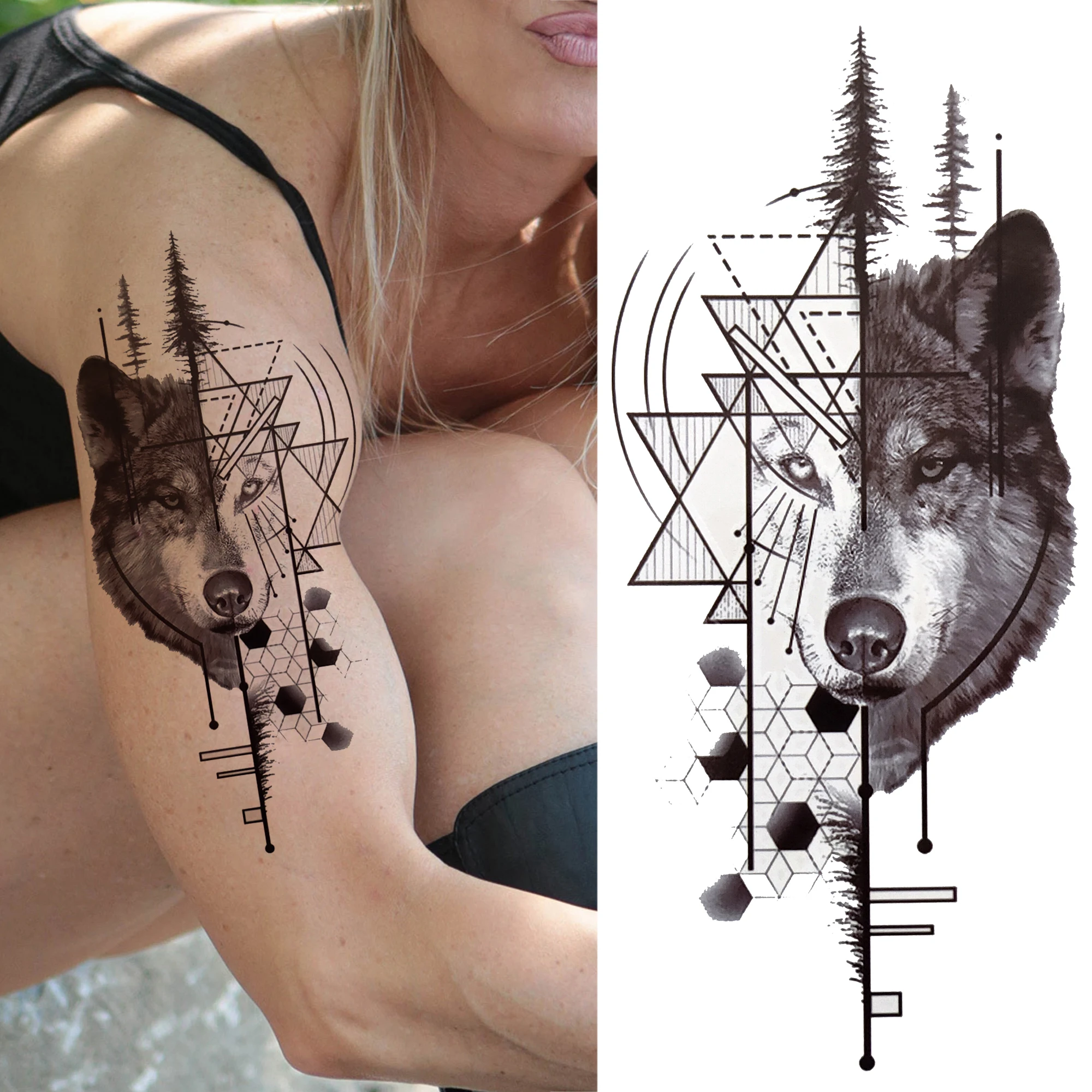 Временные татуировки для женщин и мужчин Эротичные геометрические до бедра