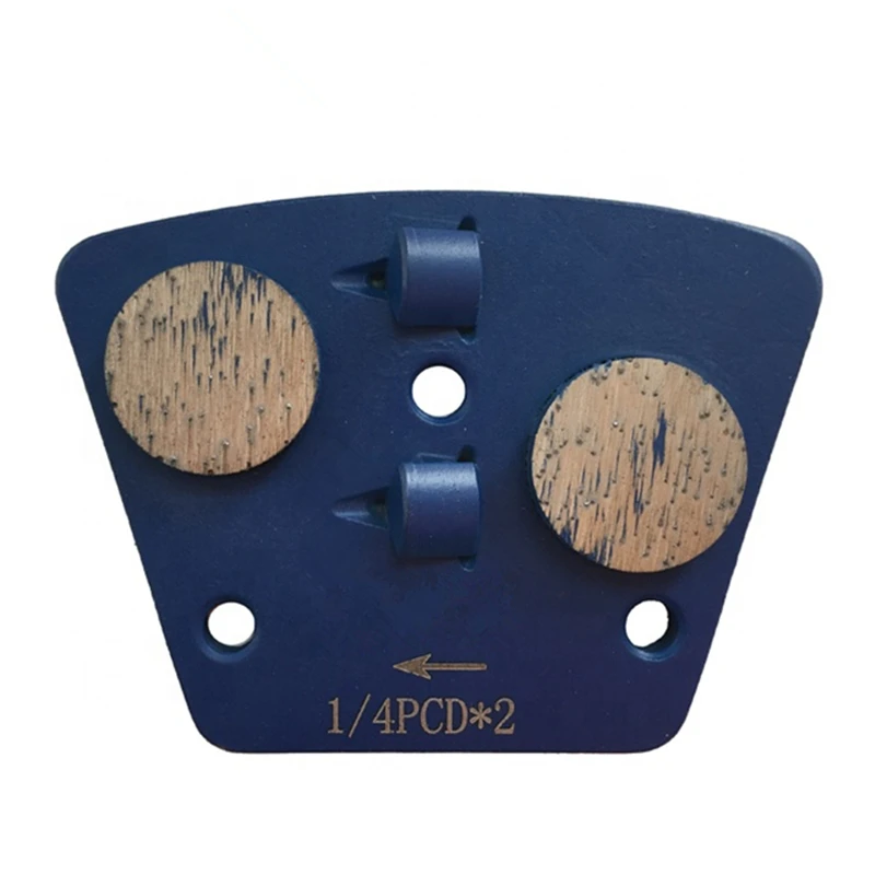 

PCD08 Trapezoid PCD Concrete Grinding Shoes Two Quarter PCD Diamond Grinding Pads with Two Round Segments Epoxy Removal 12PCS