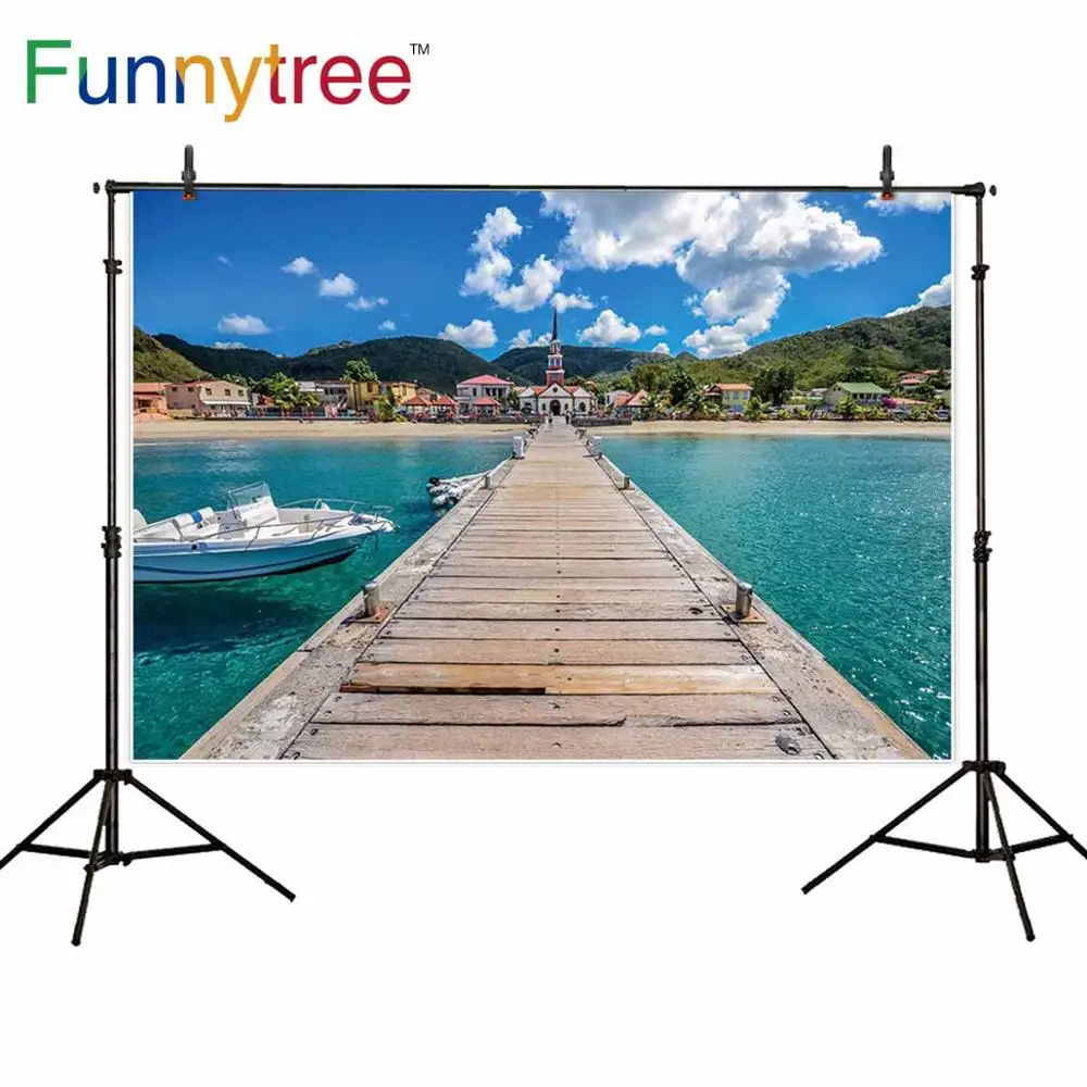 

Funnytree photography studio Wedding photocall summer holiday boat beach Wood real scene photo background photophone photozone