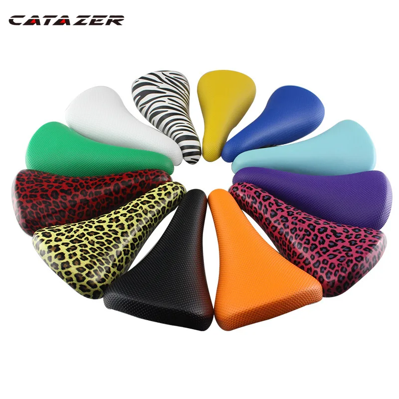 

Catazer Soft Color Leopard Print Comfortable Multi-color Cushion Fixed Gear Saddle Mountain Bike Track PU Cushion