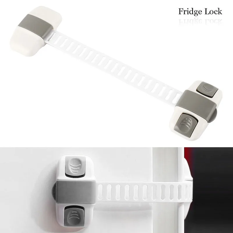 Protector de nevera ajustable de seguridad para ni&ntilde;os, pestillo de puerta de refrigerador de seguridad para beb&eacute;s, dispositivo de bloqueo para ni&ntilde;os-2