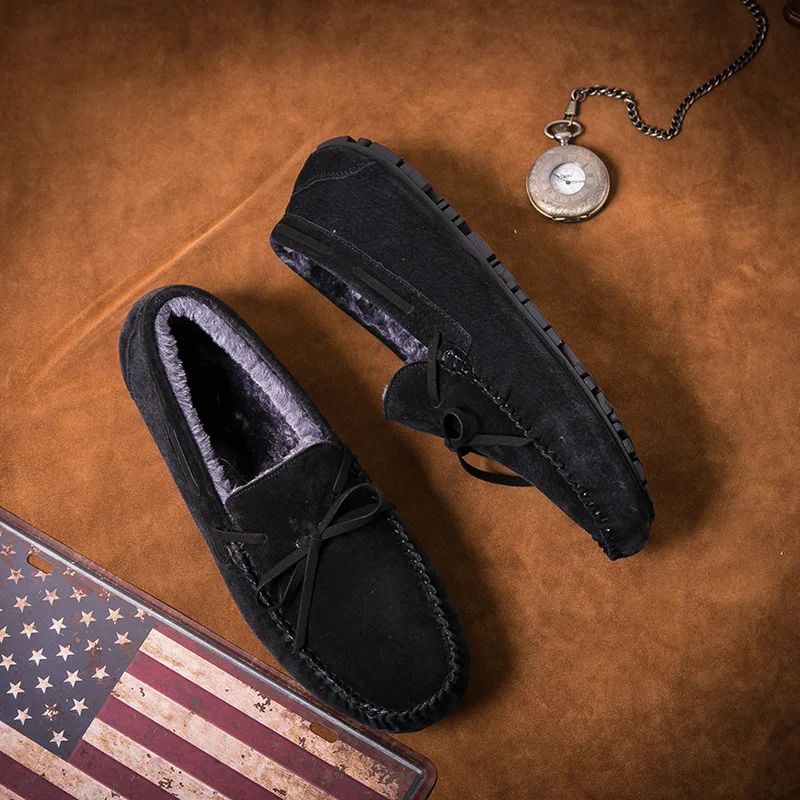 

New Suede Leather Mens Loafers Classic Driving Men Shoes Quality Warm Winter Slip On Shoes For Men Moccasins Fashion Male Flats