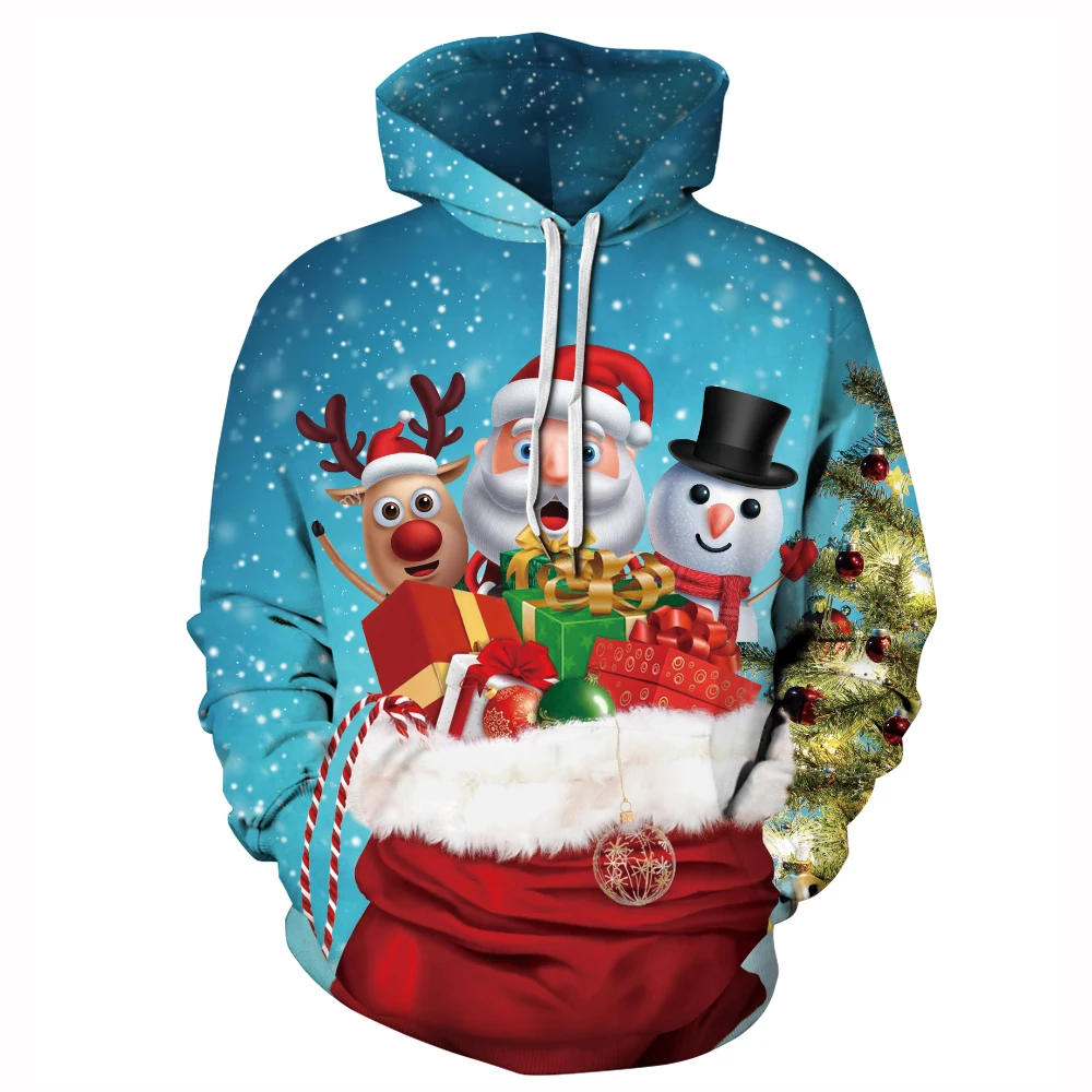 

Christmas Hoodie Lady Santa 3D Printing Fashion Snowman Christmas Holiday Oversized 2021 New Year