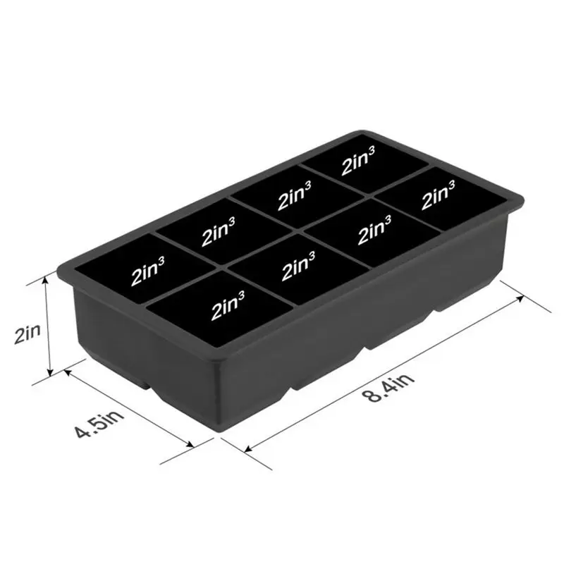 New-Big 8 Giant Jumbo Large Size Silicone Ice Square Mold Tray Mould DIY ON |