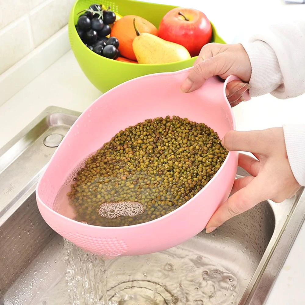 Кухонная миска для риса пластиковая миска Толстая сливная корзина с ручкой корзина для белья товары для дома, кухни высокого качества