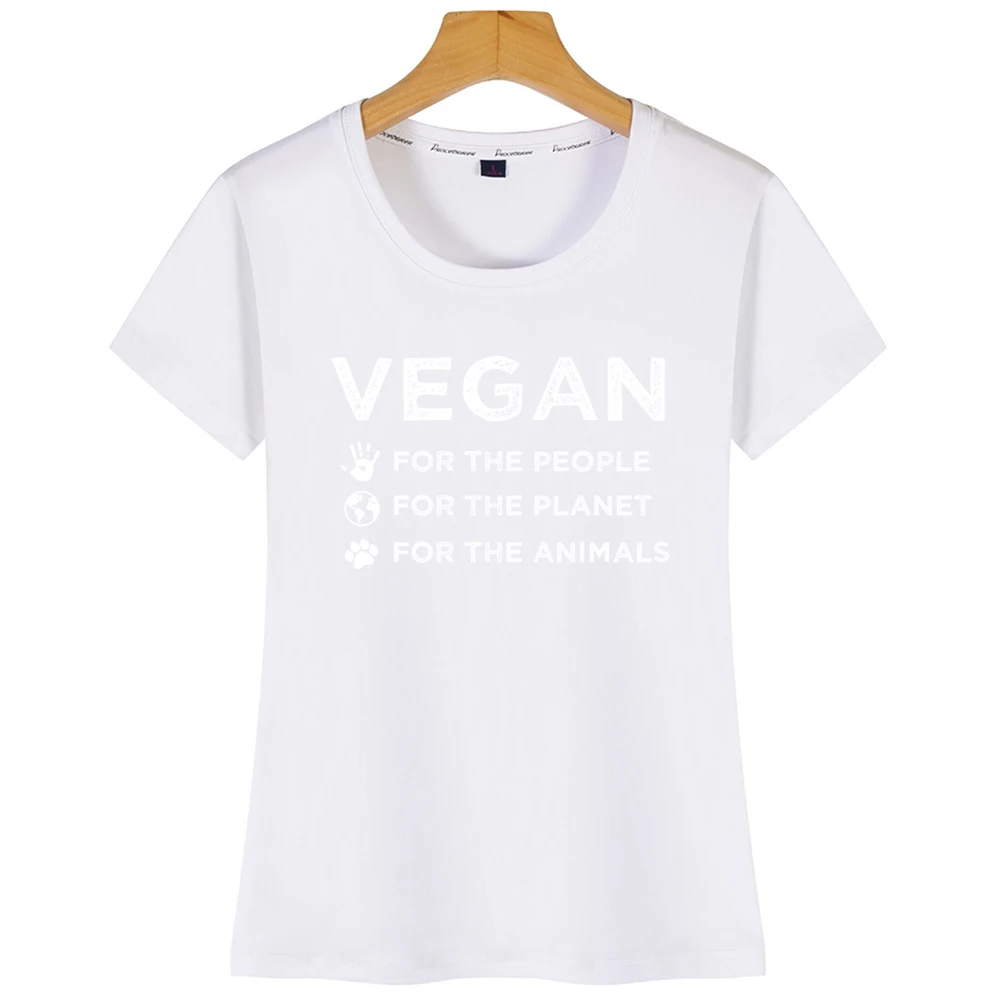 Топы футболки для женщин Vegan People Planet Animals органические забавные надписи короткая