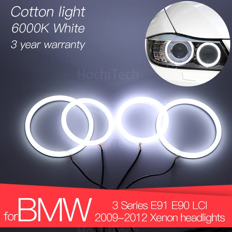 

3 Years Warranty Hight Quality LED Angel Eyes Kit Cotton White Halo Ring for BMW 3 Series E91 E90 LCI 2009-2012 Xenon Headlights