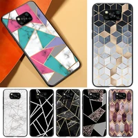 marble geometric phone case for xiaomi civi play mix 3 a2 a1 6x 5x poco x3 nfc f3 gt m3 m2 x2 f2 pro c3 f1 black soft