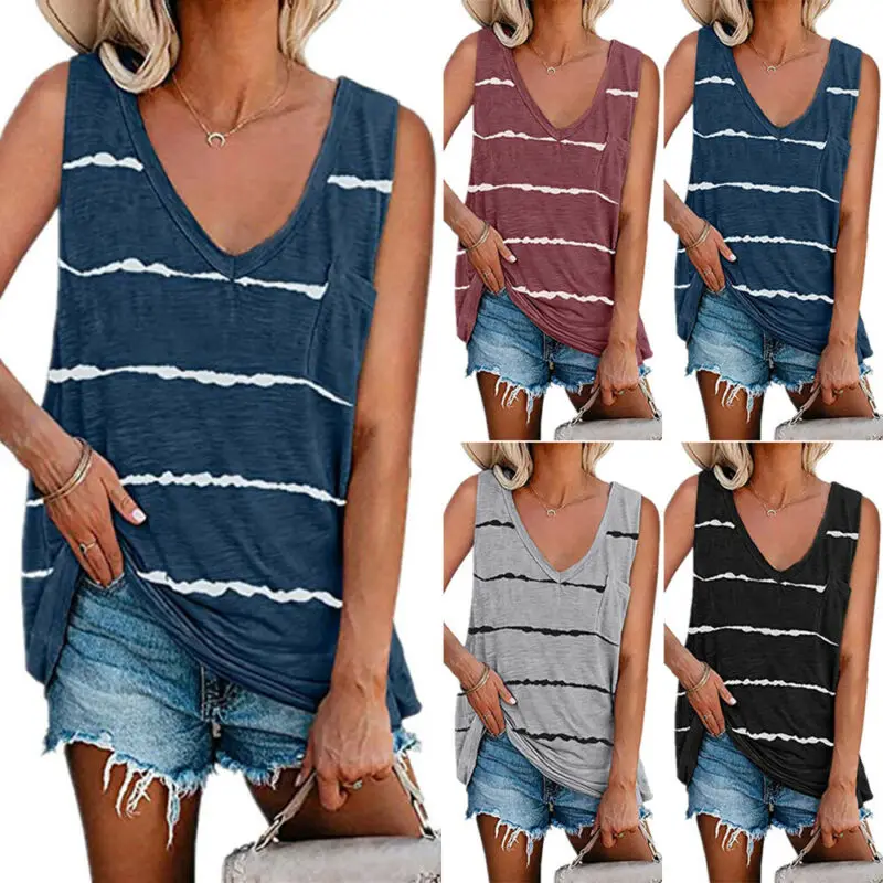 VICABO/майка для женщин 2021 полосатый Свободные топы женские жилет серого цвета с