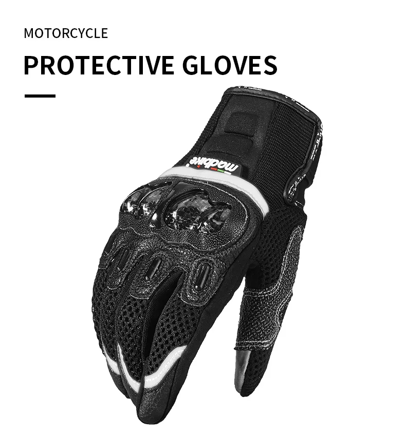 Motorcycle Gloves Leather Touch Screen Breathable Carbon Fiber Protective Gloves Guantes Moto Motocross Racing Gants Glove