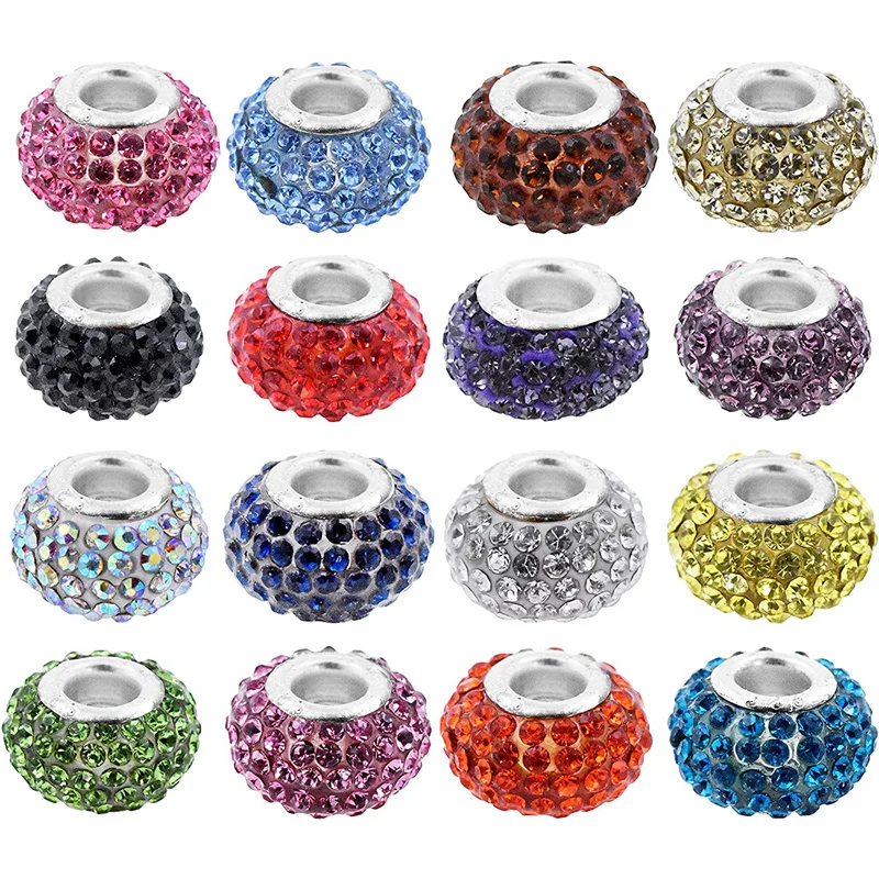 

10 шт. Стразы Европейские Бусины с большими отверстиями разделительные бусины хрустальные круглые бусины-шармы для поделок браслет змея цеп...