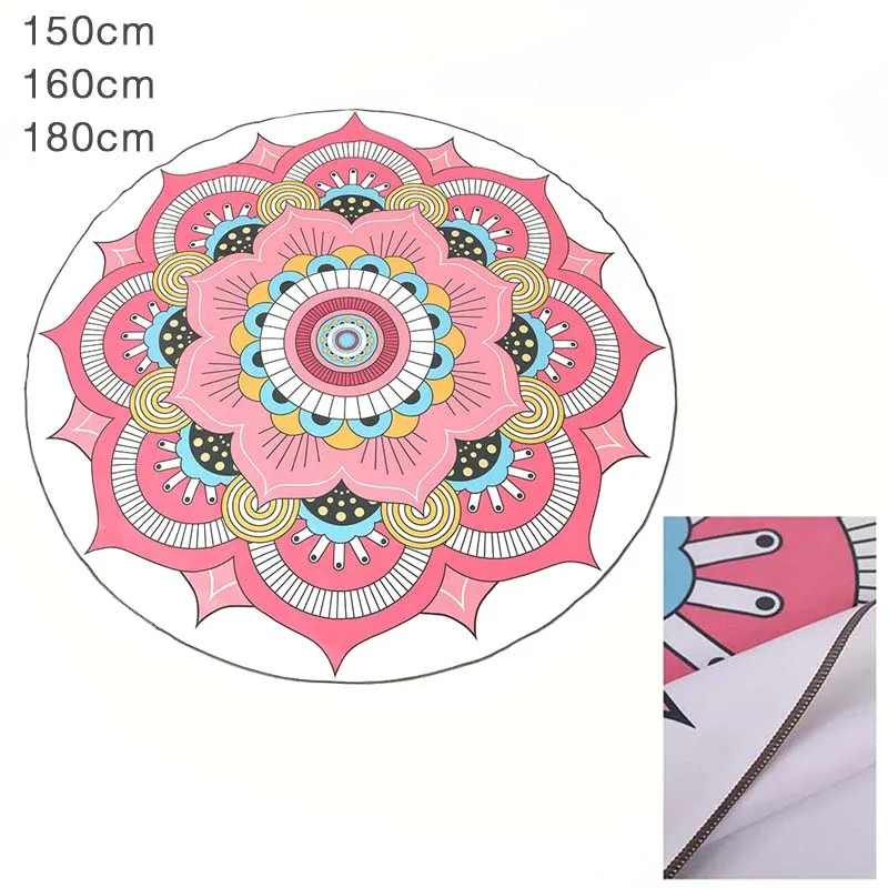 

Printing Yoga Mat Towel Round Summer Beach Towels Outdoor Camping Tablecloth Picnic Blanket 150cm 160cm 180cm Bikini Cover Up