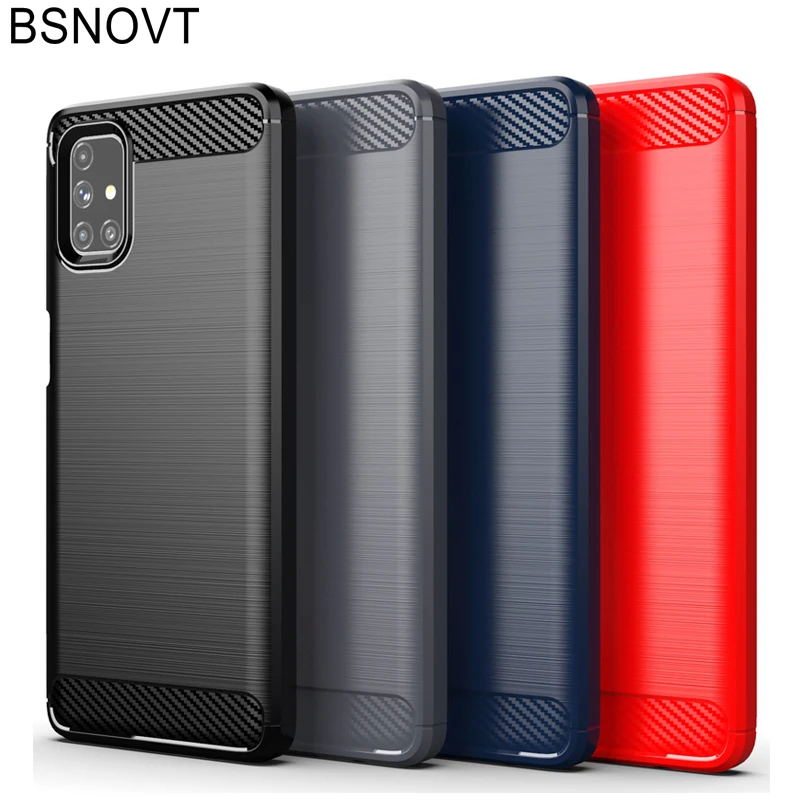 

Shockproof Carbon Fiber Cover For Samsung Galaxy M51 Case Samsung M51 Silicone Anti-knock Back Case For Samsung M51 Fundas 6.7"