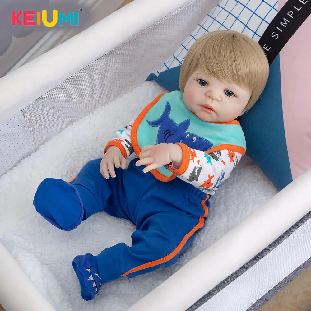 Newborn Doll Realistic 57 cm Full Silicone Baby Reborn Doll Boy Vinyl Look Real Fake Baby Toy For Kid Playmate Gift Xmas Present