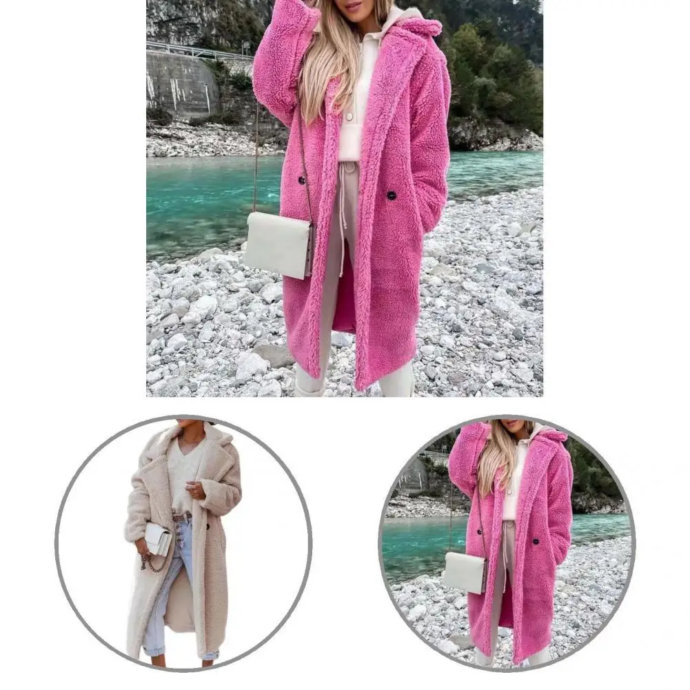 

Classic Shaggy Coat Open Front Fall Winter Lapel Solid Color Women Plush Overcoat Cardigan Coat Fluffy Coat