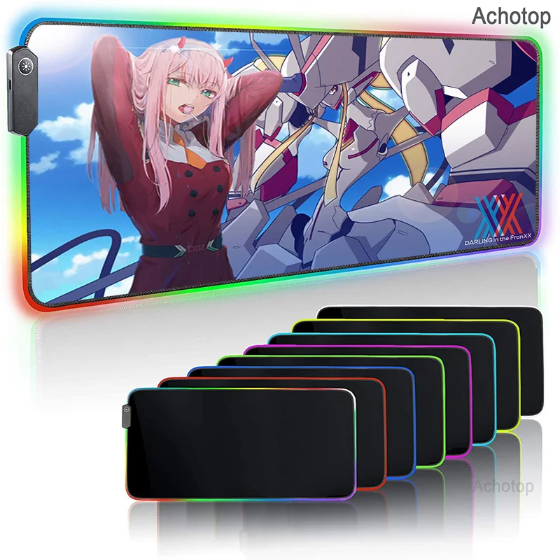 

Игровой коврик для мыши с аниме-рисунком, игровой RGB коврик для мыши Zero, два больших компьютерных коврика для клавиатуры, Настольный коврик с...