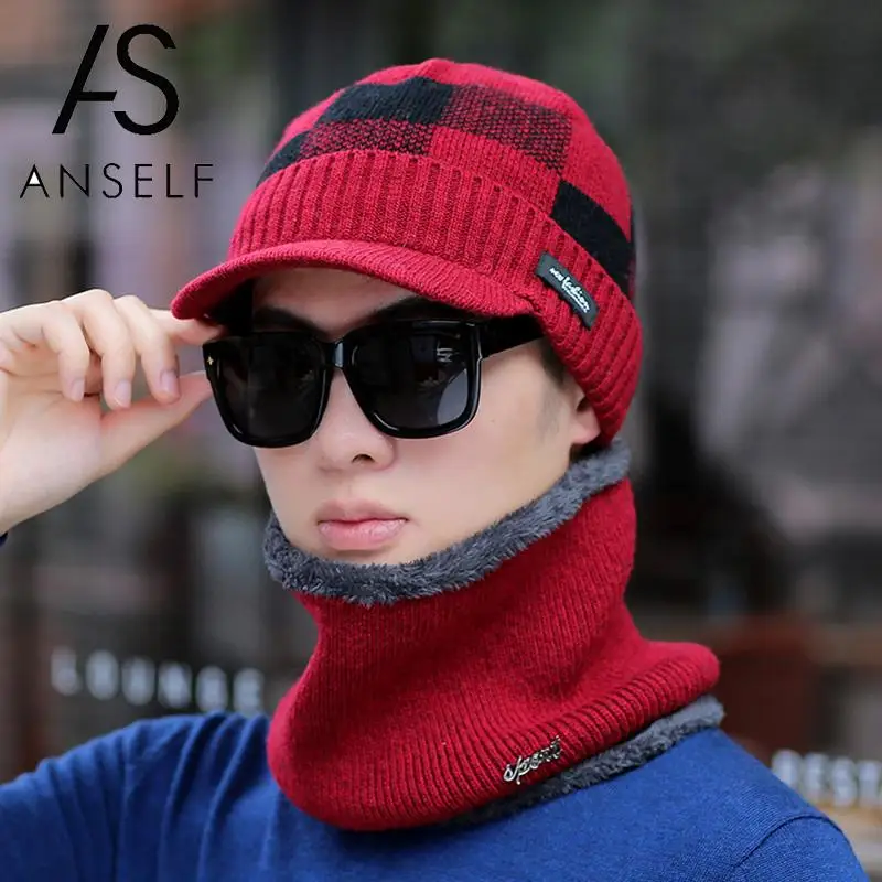 Мужская вязаная бейсболка кепки в клетку с узором Новинка осени 2019 модная