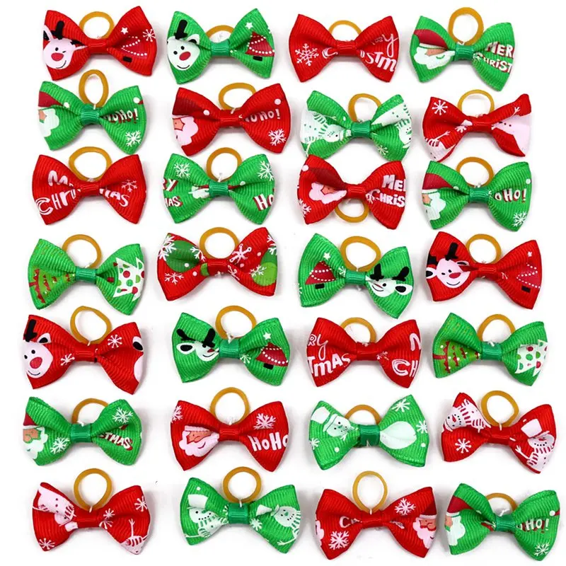 

New 10 Pcs/Lot Christmas Pet Assorted Rubber Bands Set Hair Bowknot Headwear For Cat Dog