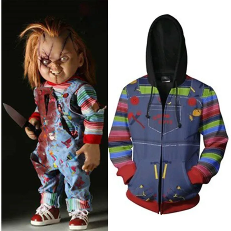Детский костюм для костюмированной вечеринки с надписью Curse of Chucky Толстовки