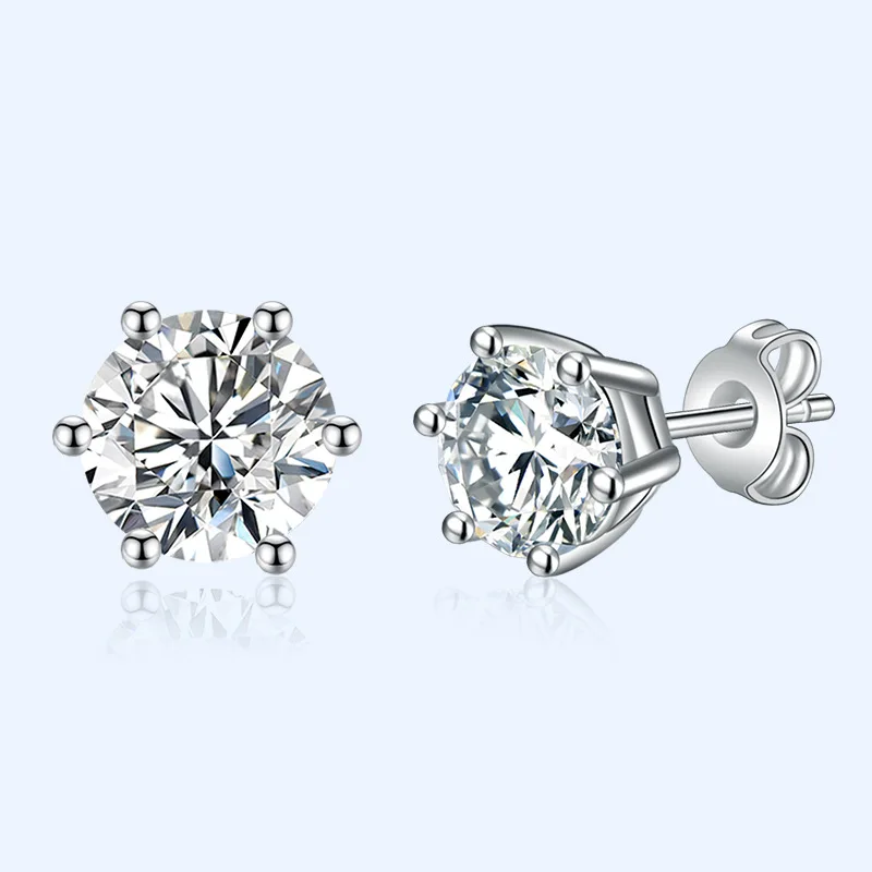 

Luxury Resplendent Six Claw Crystal Stud Earring Romantic Bride Wedding Engagement AAA Zircon Earring for Women Party Jewelry