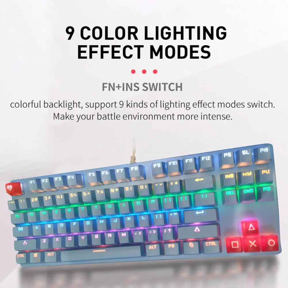 80% скидка 87 клавиш универсальная RGB подсветка Механическая USB Проводная игровая