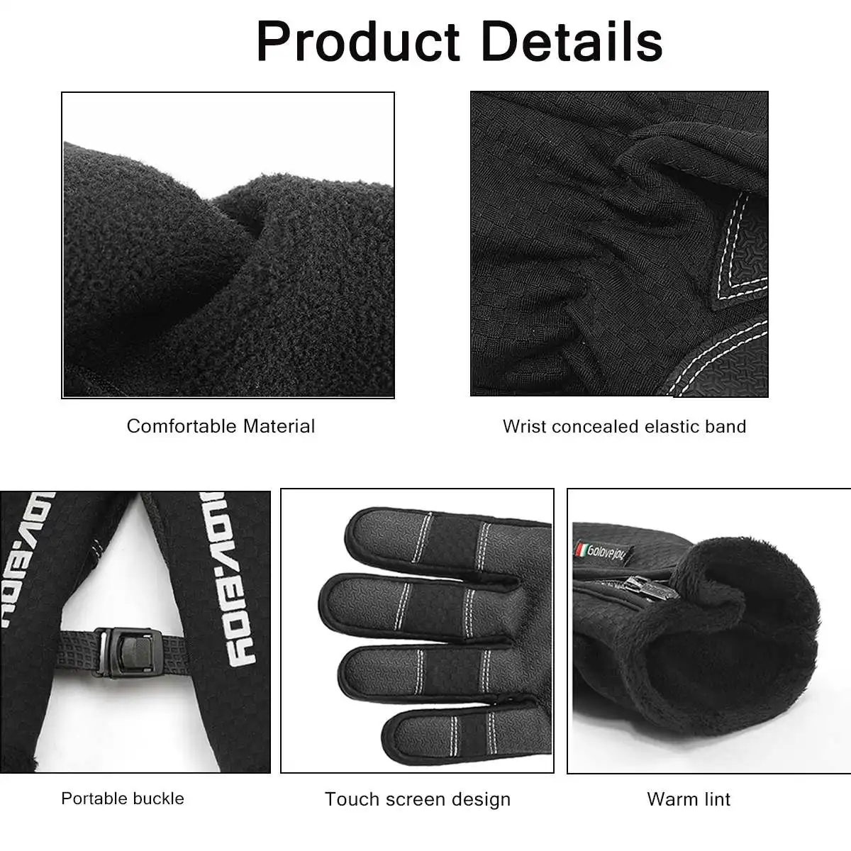 

Motorcycle Gloves Winter Thermal Fleece Lined Gloves Touch Screen Non-slip Motocross Riding Gloves Outdoor Windproof Guantes