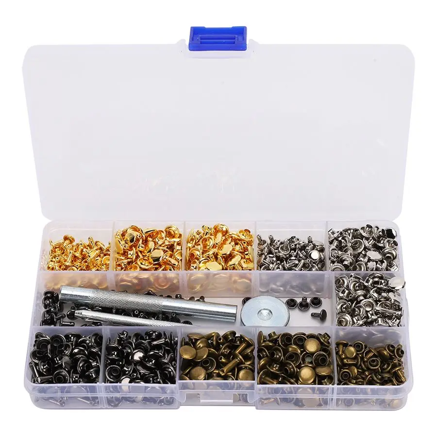 480 комплектов 4 цвета двойная крышка заклепки металлический Набор шпилек для