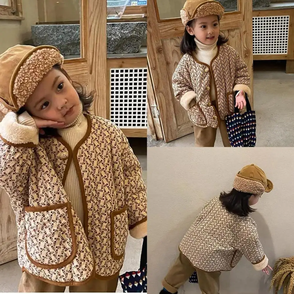 

New Baby Girls Winter Autumn Cotton Warm Jacket Coat Thick Long Sleeve Plus Velvet Formal Soft Party Kids Overcoat Outwear