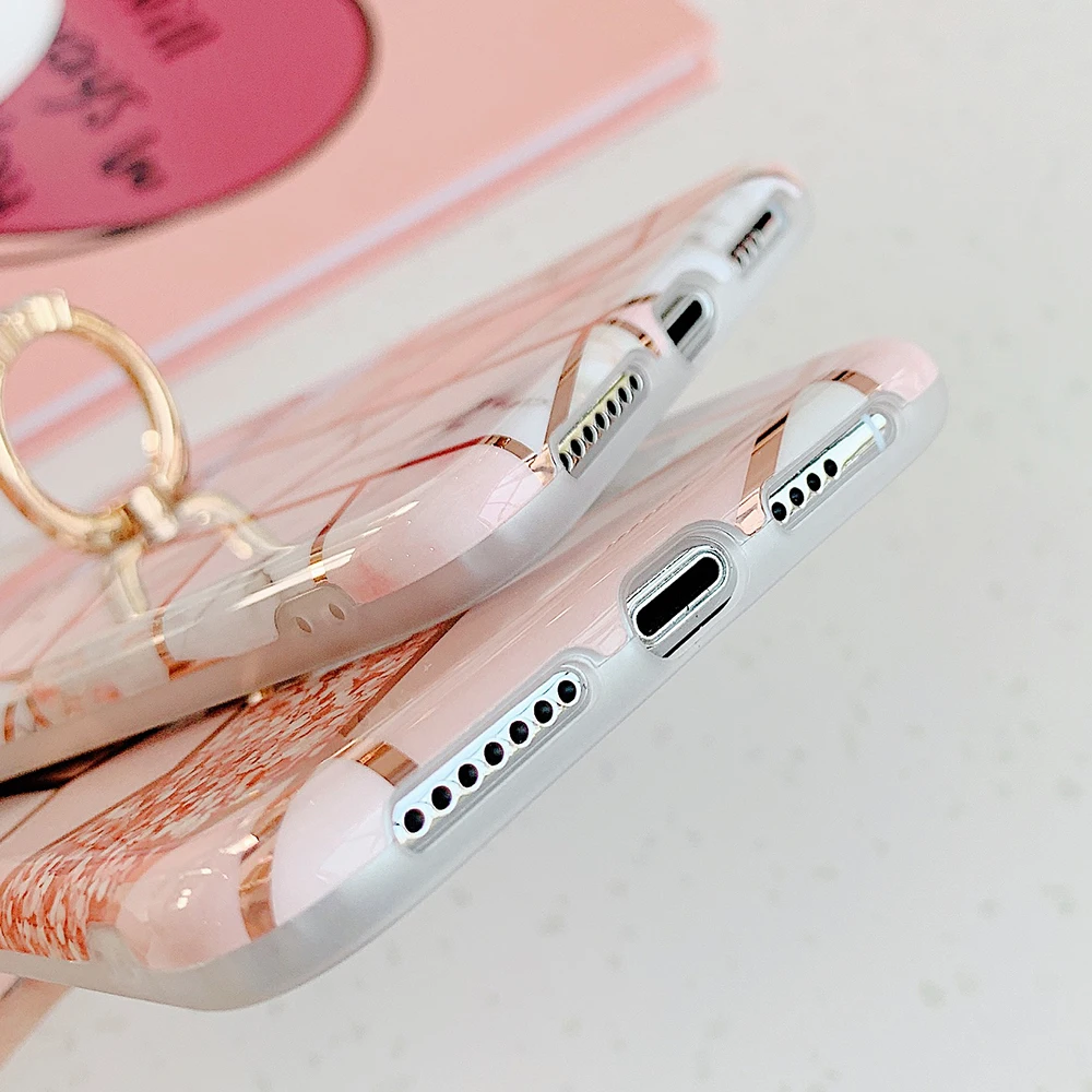 Чехол для телефона с мраморным кольцом мягкий чехол iPhone 11 Pro Max XR XS X 7 8 6S Plus