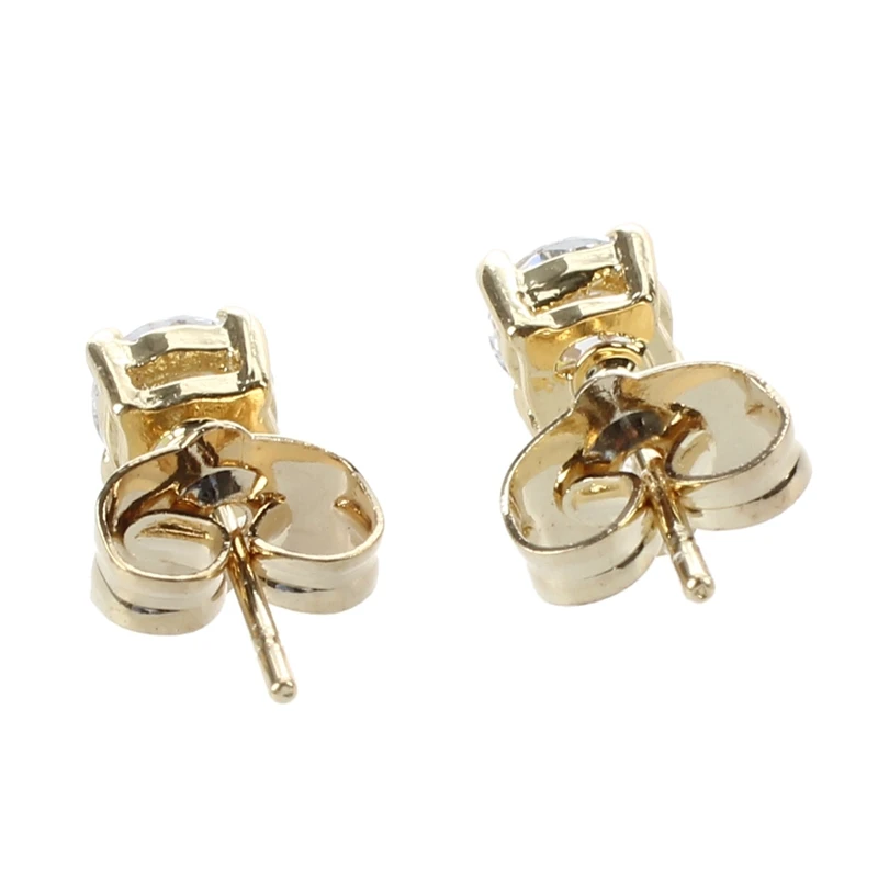 Пара 18K позолоченные циркониевые серьги-гвоздики круглые Классические Вечерние