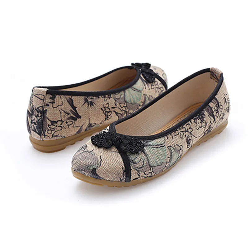 Женская обувь повседневная китайские туфли фэн шуй с чернилами классические