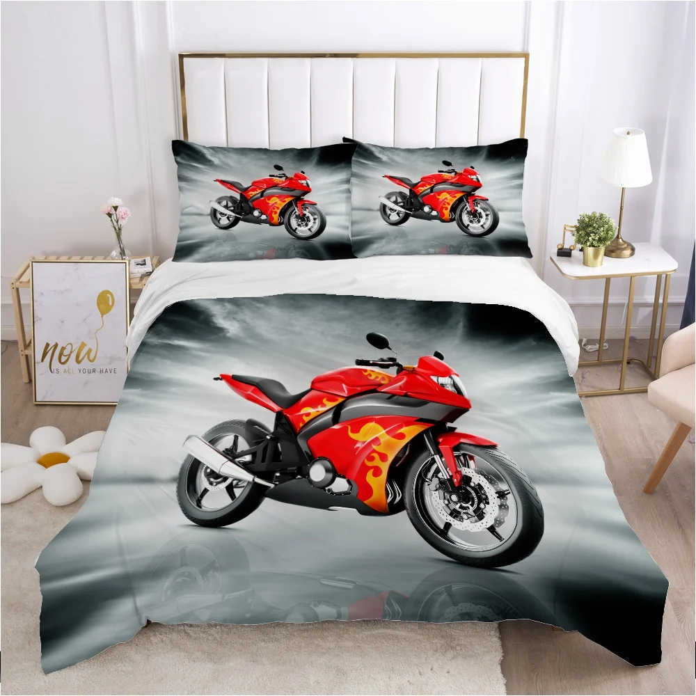 

Bedding set Queen King Full Double Duvet cover set pillow case Bed linens Quilt cover 240x220 240*260 Car Red motorcycle
