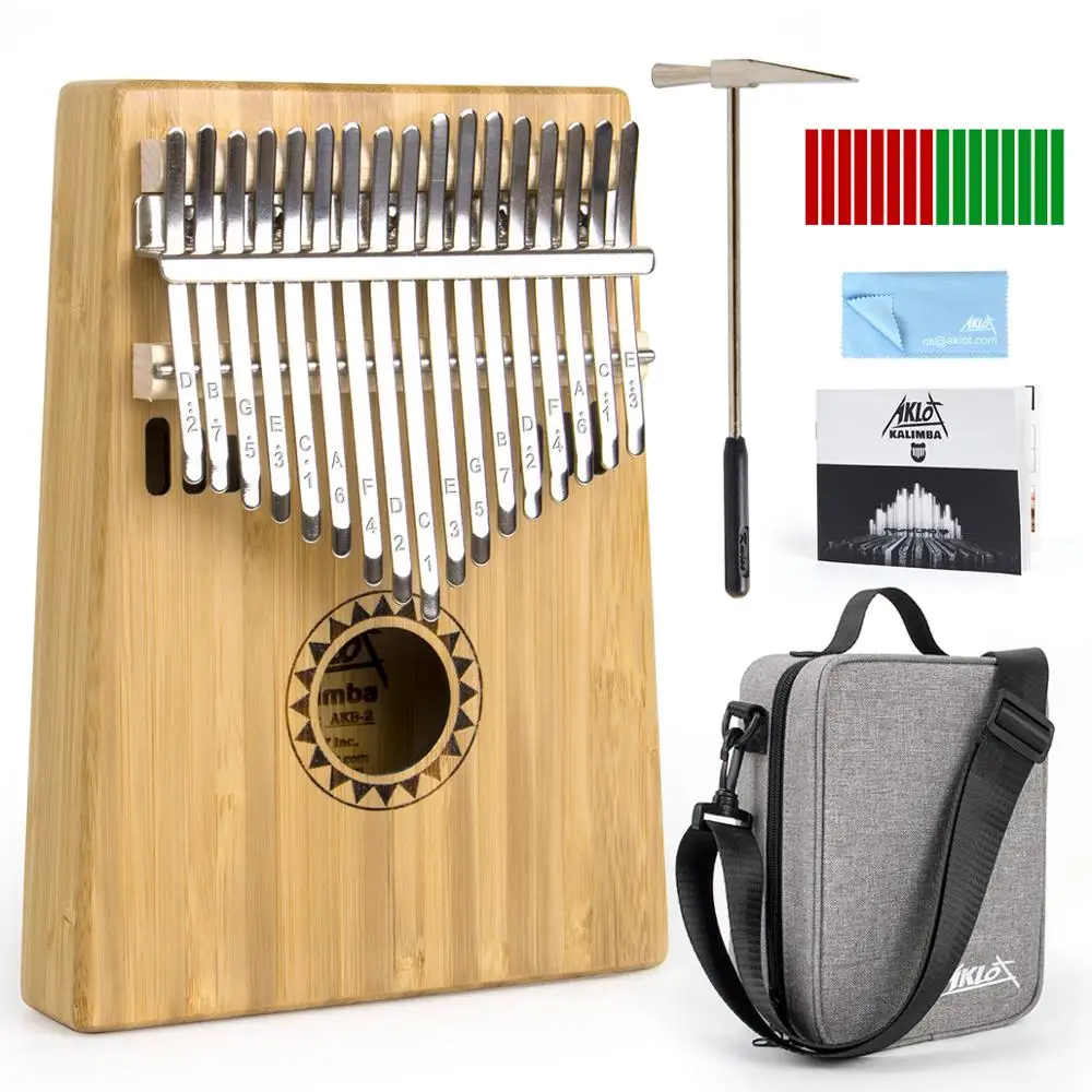 

Aklot Kalimba 17 клавиш Твердые бамбуковые пальцы пианино Mbira красное дерево с мягкой накладкой стикер тюнер молоток
