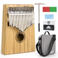 aklot kalimba 17 key solid bamboo finger piano mbira mahogany with padded case sticker tuner hammer