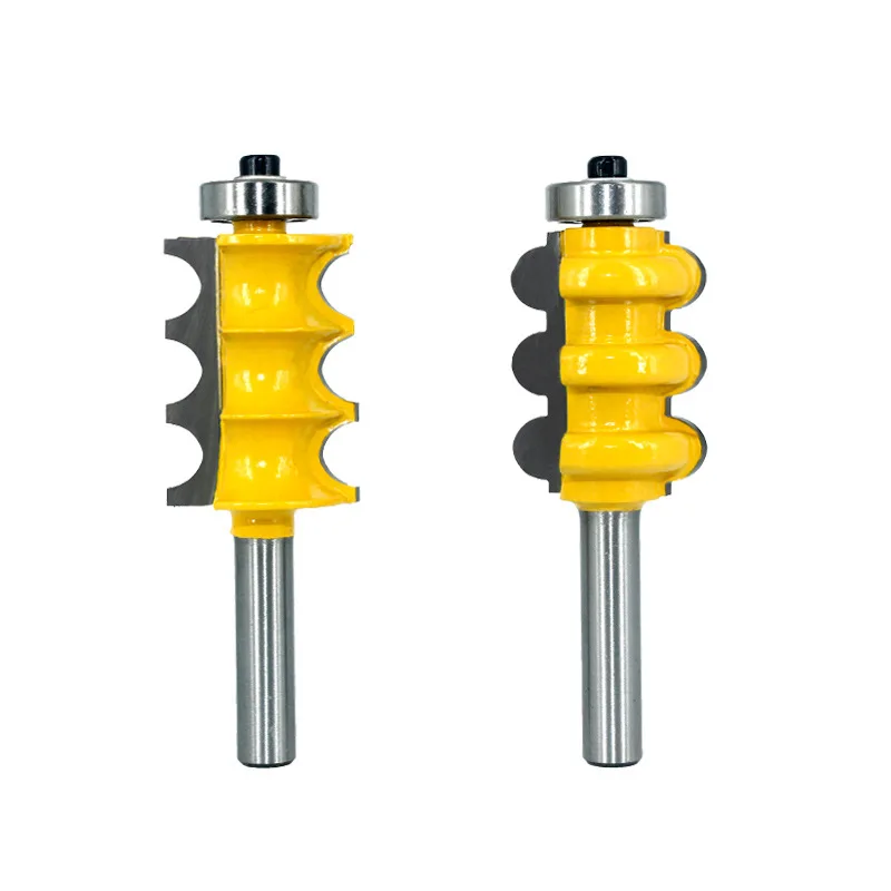 

2PC 8mm Shank Triple Bead & Triple Flute Large Molding Router Bits Set Line Knife Woodworking Cutter