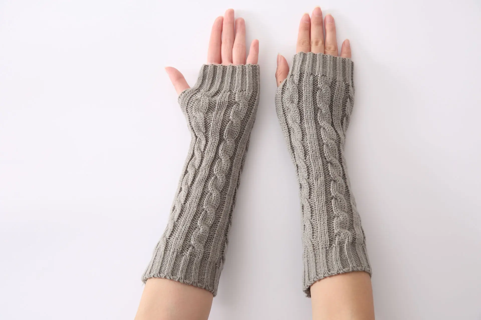 

Fashion Women Winter Warmer Wrist Arm Knitted Long Fingerless Gloves Hand Warmer New Gloves Mittens Accessories Femme 5Colors