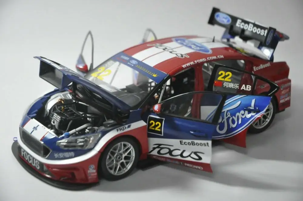 1:18 литая модель для Ford Focus 2019 синий гоночный автомобиль #22 сплав игрушечный