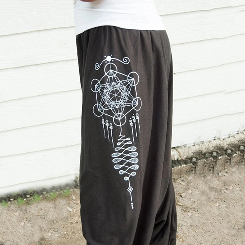 Женские Пляжные штаны Boho Gypsy хиппи женские широкие с геометрическим принтом