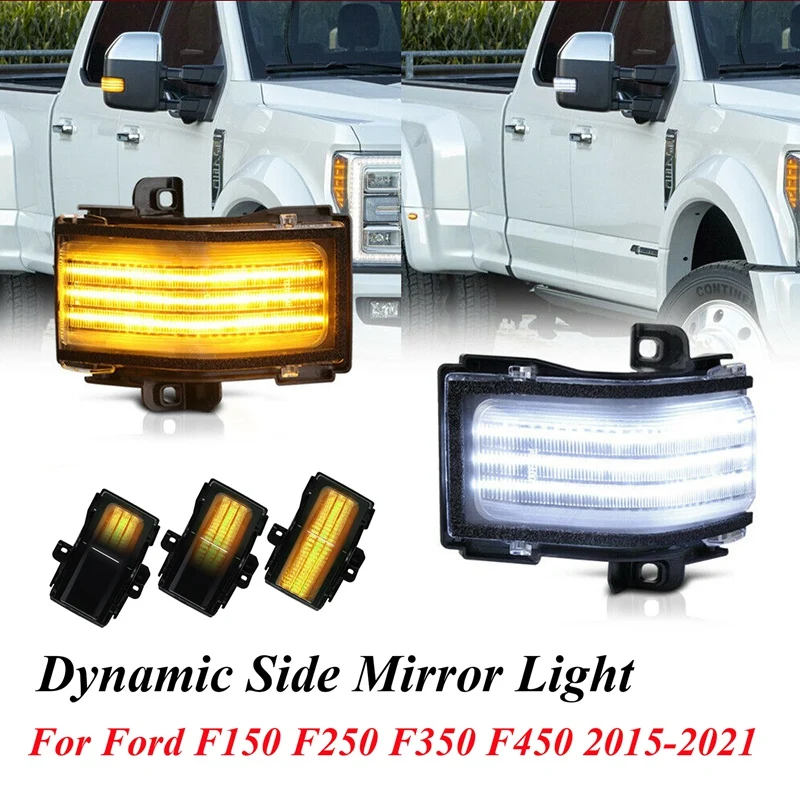

Dynamic LED Side Mirror Turn Signal Light Reaview Mirror Lamp for Ford F150 F250 F350 F450 2015-2021, White&Amber