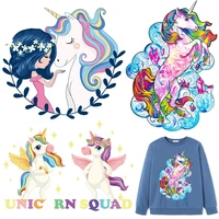 unicorn patches cute animal thermal stickers on clothes iron on transfers for clothing thermoadhesive patch diy girl applique