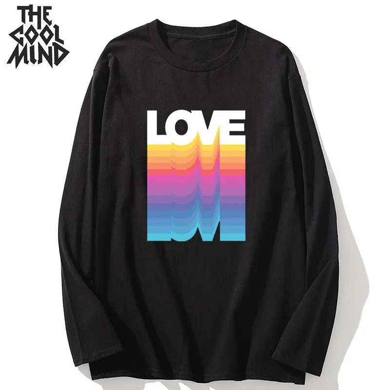 

Уличная одежда COOLMIND из 100% хлопка, Мужская футболка с принтом love, Повседневная модная мужская футболка с длинным рукавом, свободная футболка,...