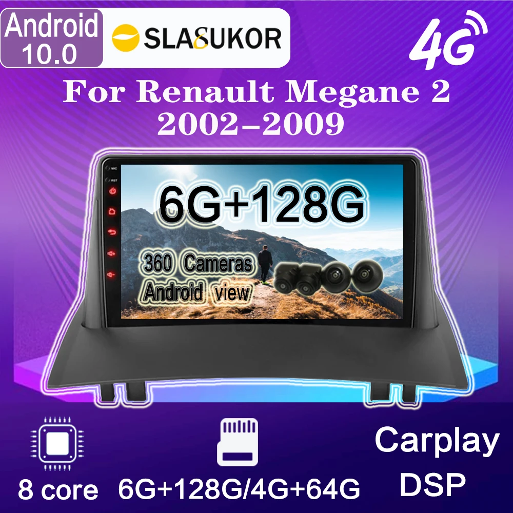 

Автомобильный радиоприемник IPS для Renault Megane 2 2002-2009 Android 10 мультимедийный видеоплеер навигация GPS CarPlay Авто DSP