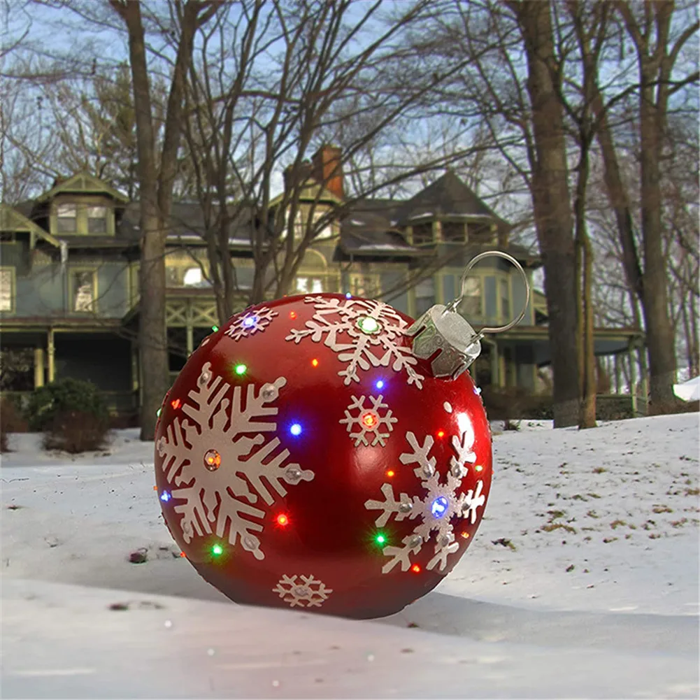 

2022 New Year Decoration 60cm Christmas Ornament Ball Outdoor Fun Pvc Inflatable Toy Ball Household Christmas Gift Ball