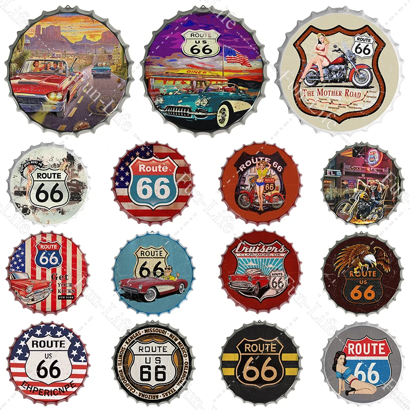 Route 66 Крышка для пивной бутылки металлическая жестяная знаки бляшки крышка sule