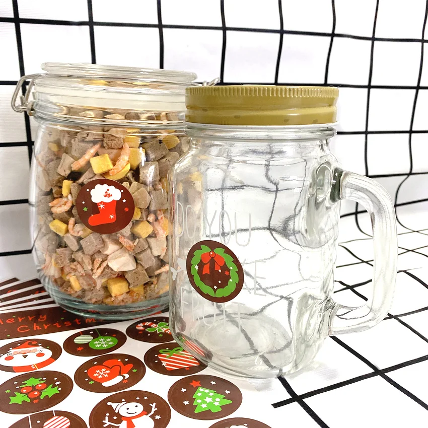 160 шт./лот С Рождеством Санта Клаус Олень декоративные круглые самоклеющиеся