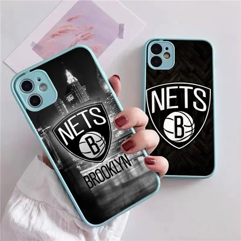 

Brooklyn Nets Phone Case For iphone 13 12 11 xr xs x 7 8 pro max Light blue Soft TPU Silicone Clear Case Cover